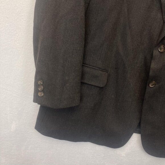 Mens 100% Lambswool Blazer Sport Coat Mens 56L Long Black Herringbone Millennium - Picture 3 of 16